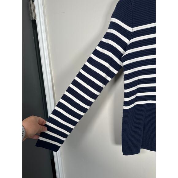 JOULES VALENCIA SWEATER PULLOVER‎ MOCK NECK STRIPED NAVY BLUE Nautical Size 6 - Picture 2 of 11